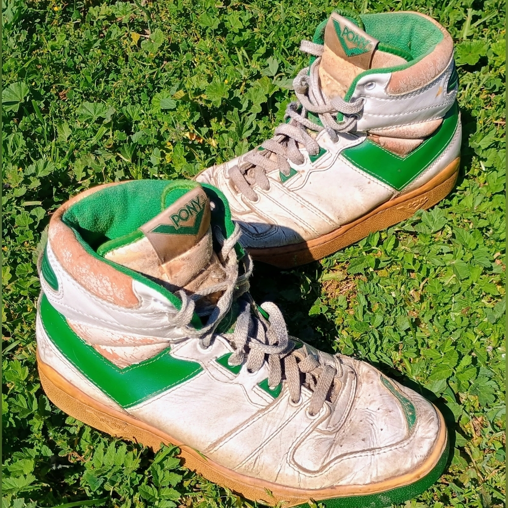 Pony High-Top Sneakers with Green Accents